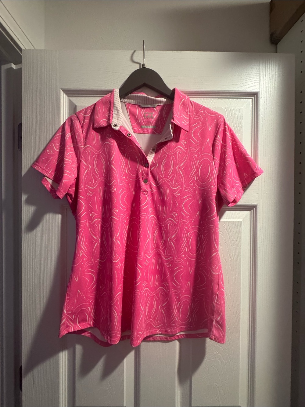 Cutter & Buck Pink Short-Sleeve Button-Down Polo